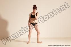 Underwear Martial art Woman White Moving poses Slim medium brown Dynamic poses Academic